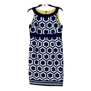 London Times Black and White Sheath Dress Halter Top Size 12